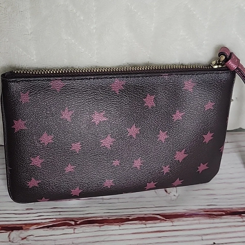 Coach Pink Star Pattern Wristlet - Picture 5 of 9